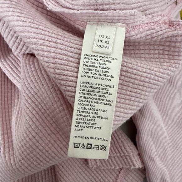 We The Free Shirt Womens XS Pink Waffle Boxy Boho Peasant Thermal Off Shoulder - Picture 8 of 13